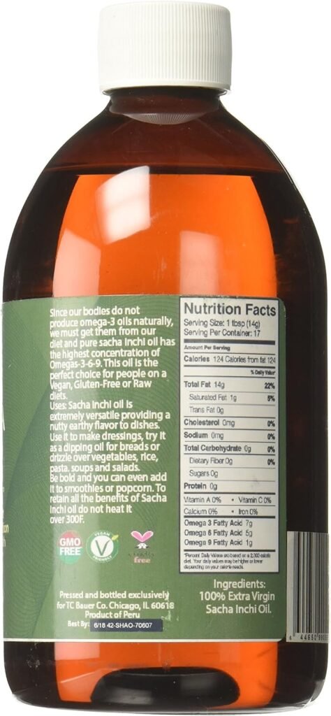 Esutras Organics Premium Sacha Inchi Vegan Omega Drizzle Oil, 16 Ounces