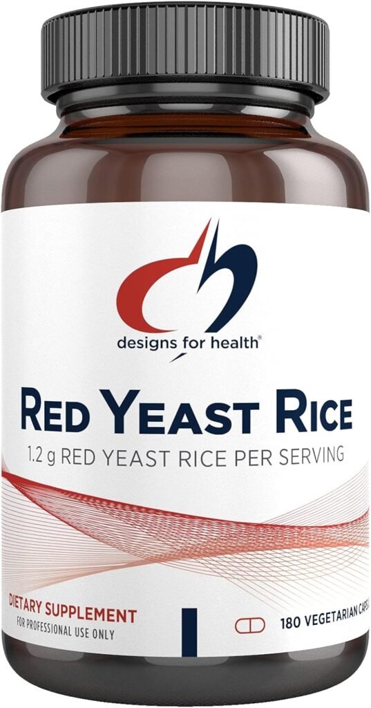 Designs for Health Red Yeast Rice Capsules - 1200mg (1.2g) Red Yeast Rice Supplement to Support Cardiovascular Health - Non-GMO, Made with US-Grown Organic Red Yeast Rice (180 Capsules)