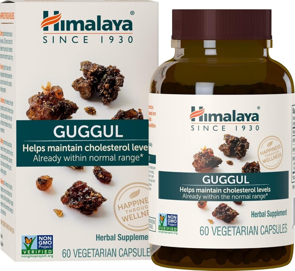 Himalaya Guggul Herbal Supplement, HDL  LDL Support , Liver Health, Liver Cleansing, Triglyceride Support, Bile Production, 720 mg, Non-GMO, Vegetarian, 60 Capsules, 1 Pack